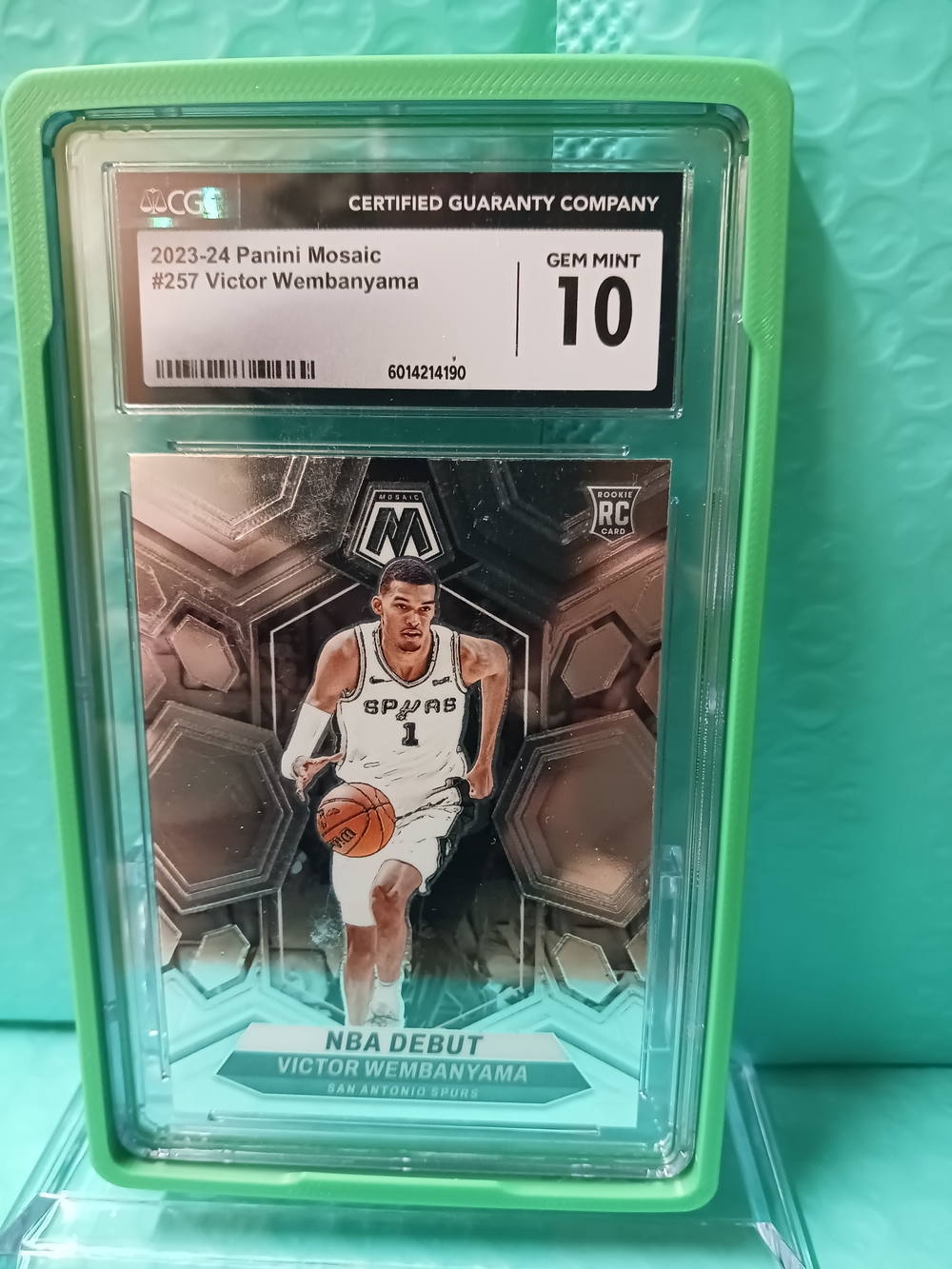 2023 -24Panini Mosaic Silver Black Victor Wembanyama   Rookie Card CGC GEM 10